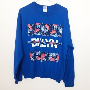 Brooklyn Floral Blue Women's BKLYN Crew Sweatshirt Size M